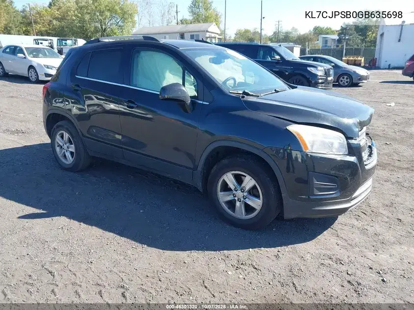 KL7CJPSB0GB635698 — 2016 Chevrolet TRAX, Передняя часть, фото до ремонта