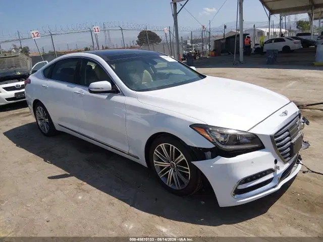 KMHGN4JE1JU238785 — 2018 Genesis G80 3.8, Передняя часть, фото до ремонта