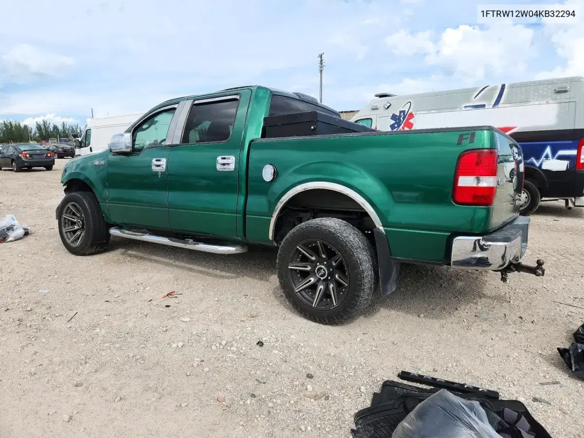 2004 Ford F150 Supercrew VIN 1FTRW12W04KB32294 фото 2