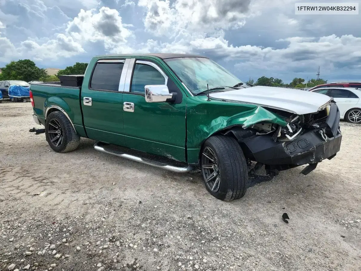2004 Ford F150 Supercrew VIN 1FTRW12W04KB32294 фото 4