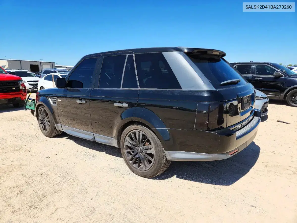 2011 Land Rover Range Rover Sport Lux VIN SALSK2D41BA270260 фото 2