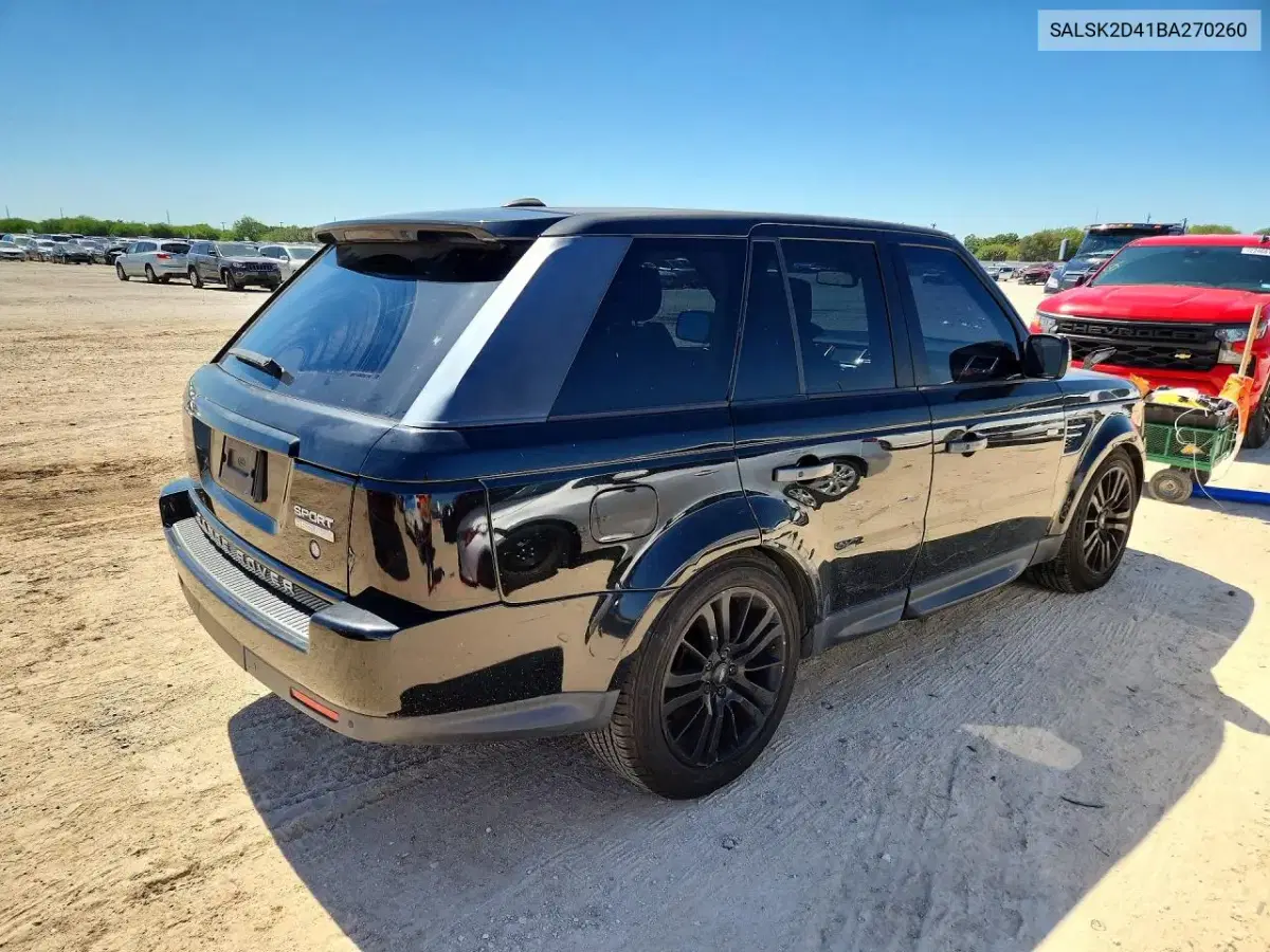 2011 Land Rover Range Rover Sport Lux VIN SALSK2D41BA270260 фото 3