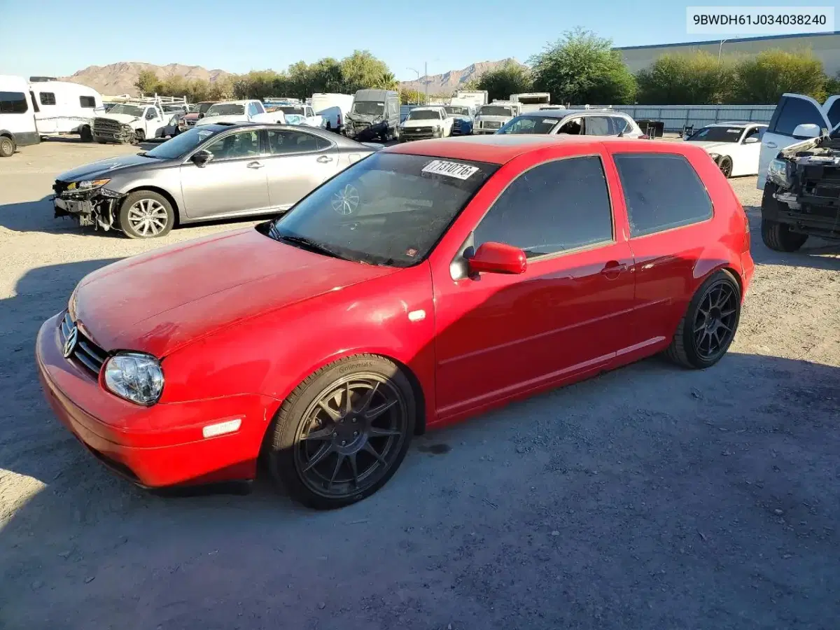 9BWDH61J034038240 — 2003 Volkswagen GTI, передняя часть, фото до ремонта