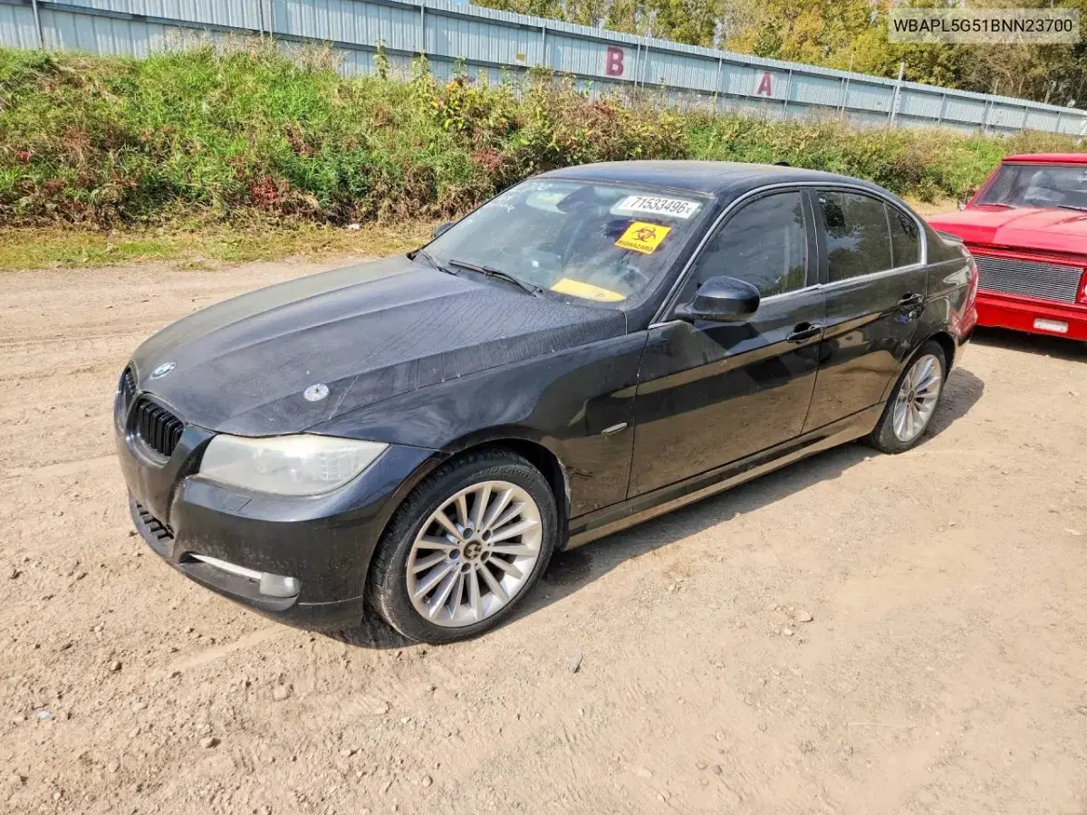 WBAPL5G51BNN23700 — 2011 BMW 3ER, передняя часть, фото до ремонта