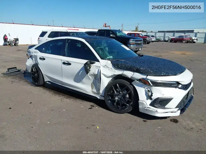 2HGFE2F56NH500016 — 2022 Honda Civic, Правая сторона, фото до ремонта