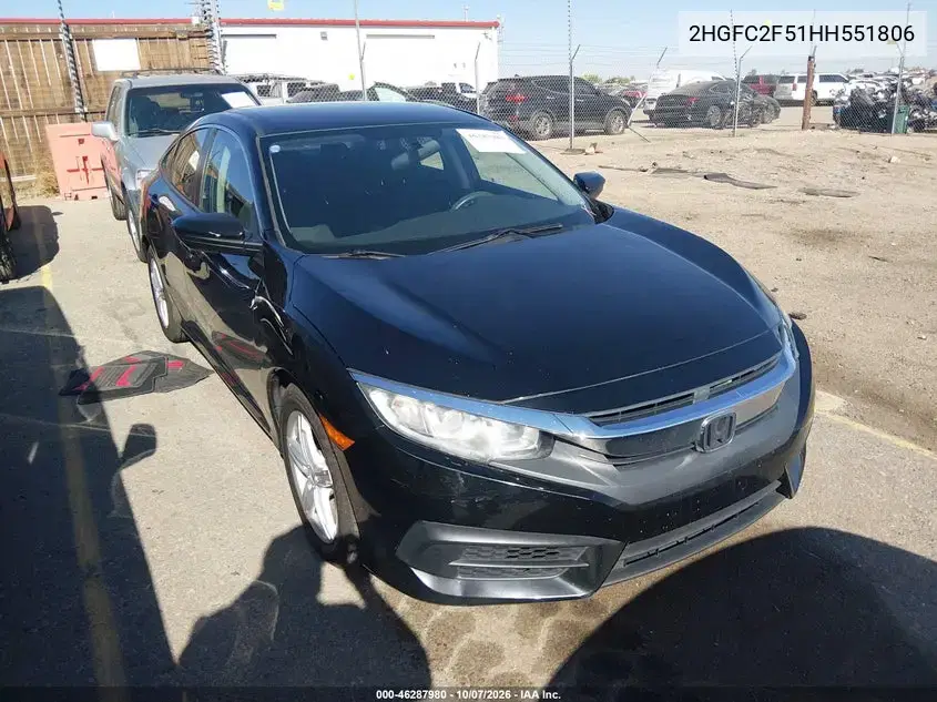 2HGFC2F51HH551806 — 2017 Honda Civic, град, фото до ремонта