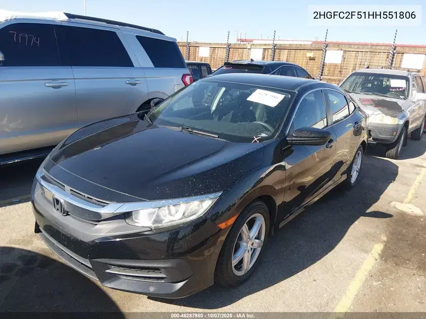 2017 Honda Civic Lx VIN 2HGFC2F51HH551806 фото 3