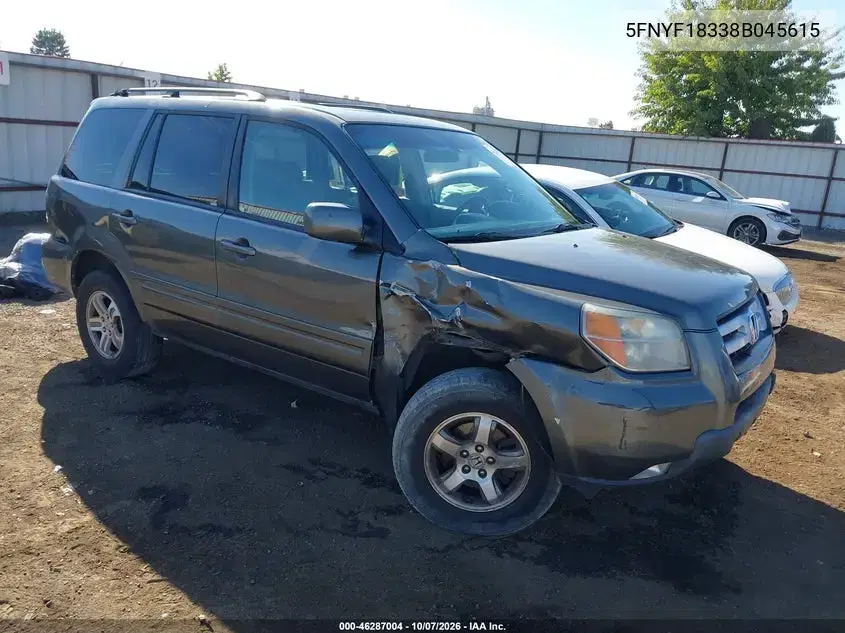 5FNYF18338B045615 — 2008 Honda Pilot, Правая сторона, фото до ремонта