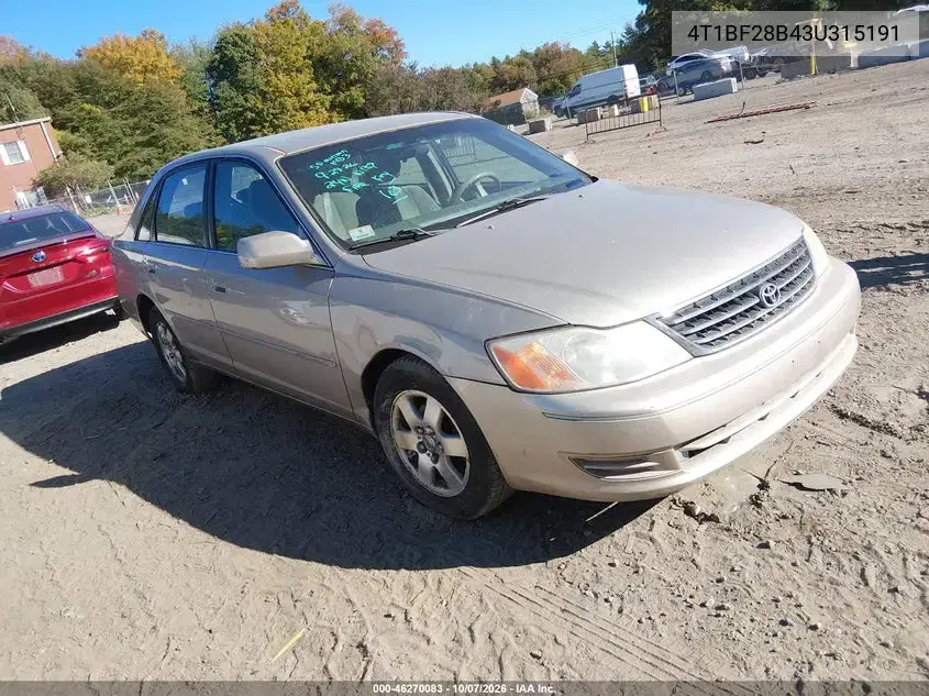 4T1BF28B43U315191 — 2003 Toyota Avalon, Сзади слева, фото до ремонта