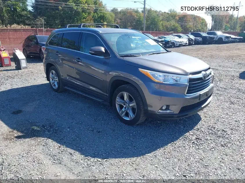 5TDDKRFH5FS112795 — 2015 Toyota Highlander, передняя часть, фото до ремонта