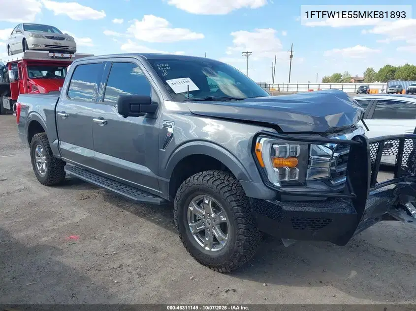 1FTFW1E55MKE81893 — 2021 Ford F-150, передняя часть, фото до ремонта
