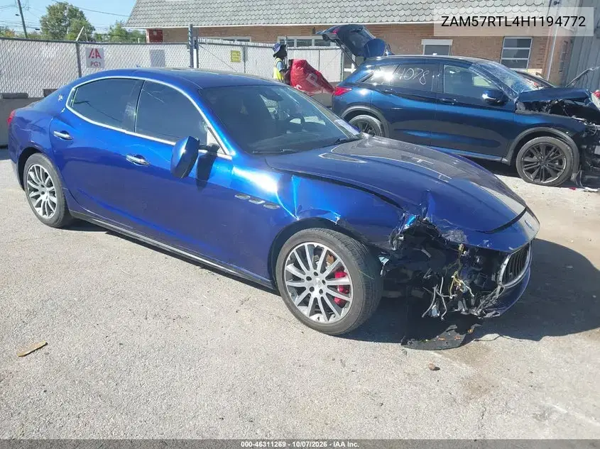 ZAM57RTL4H1194772 — 2017 Maserati Ghibli, Спереди справа, фото до ремонта