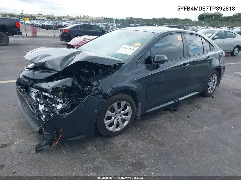 2026 Toyota Corolla Le VIN 5YFB4MDE7TP392818 фото 2