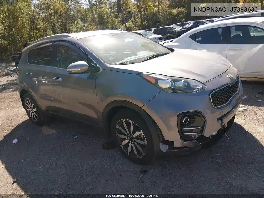KNDPN3AC1J7383630 — 2018 Kia Sportage, передняя часть, фото до ремонта