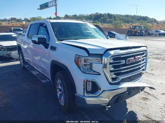 3GTU9DED3NG209049 — 2022 GMC Sierra 1500 Limited 4WD Short Box SLT, Передняя часть слева (Left Front), фото до ремонта