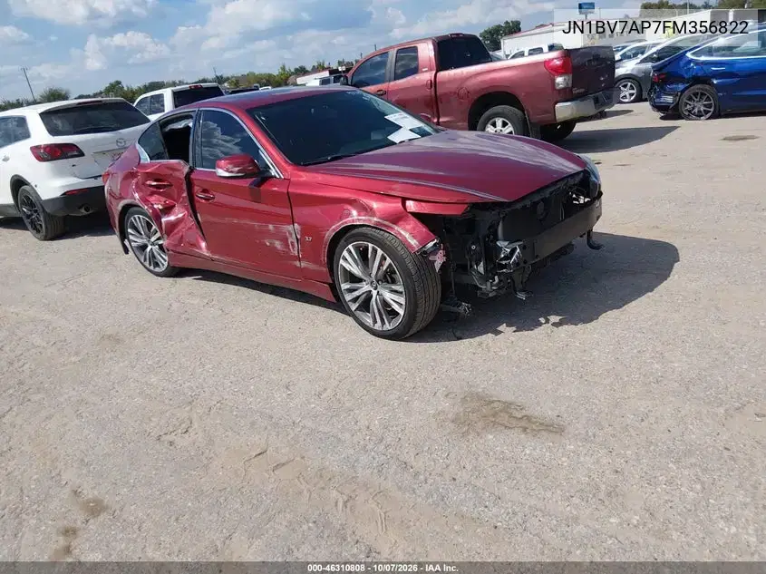 JN1BV7AP7FM356822 — 2015 Infiniti Q50, Передняя часть, фото до ремонта