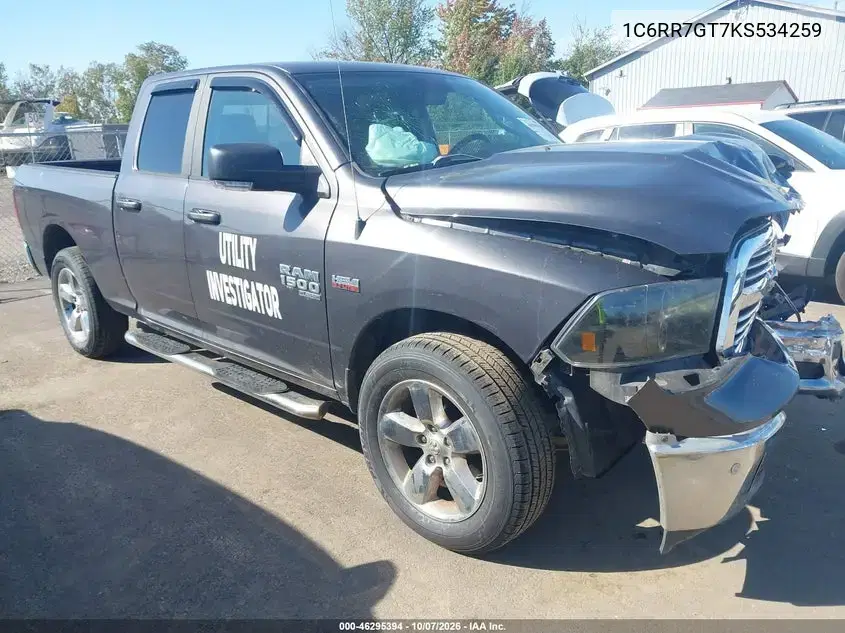 1C6RR7GT7KS534259 — 2019 RAM 1500, передняя часть, фото до ремонта