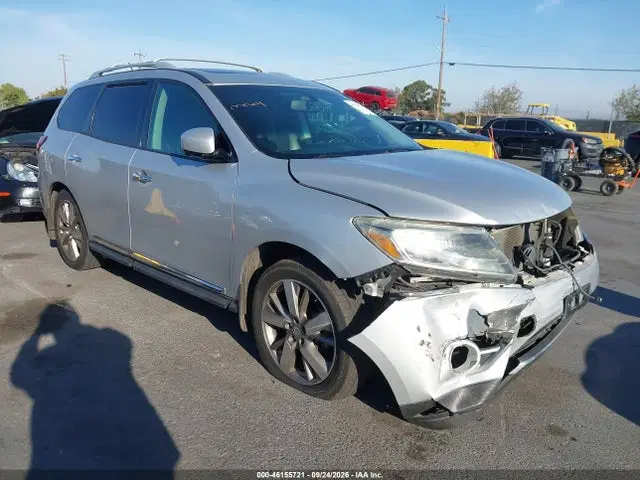 5N1AR2MM7EC685893 — 2014 Nissan Pathfinder Platinum, Передняя часть (Front End), фото до ремонта