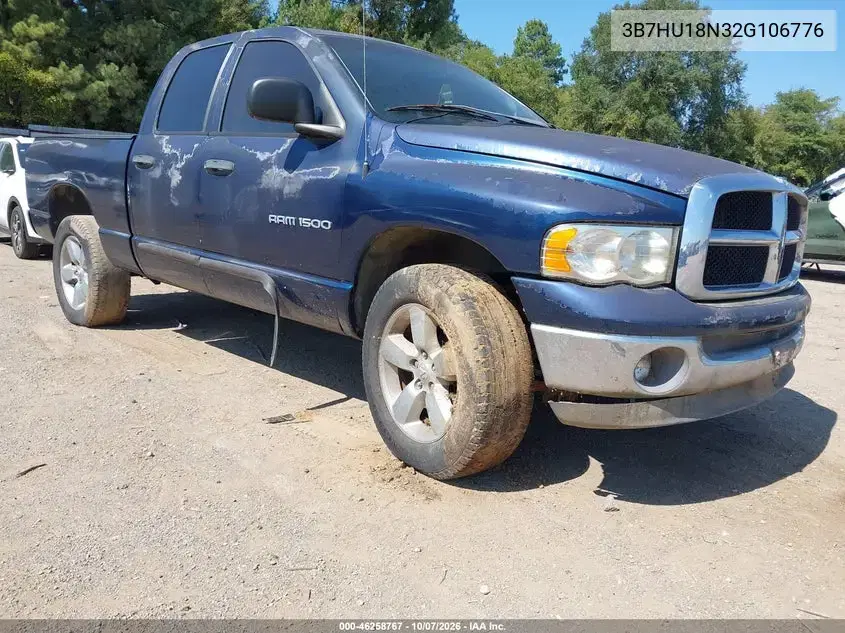 3B7HU18N32G106776 — 2002 Dodge RAM, естественный износ, фото до ремонта
