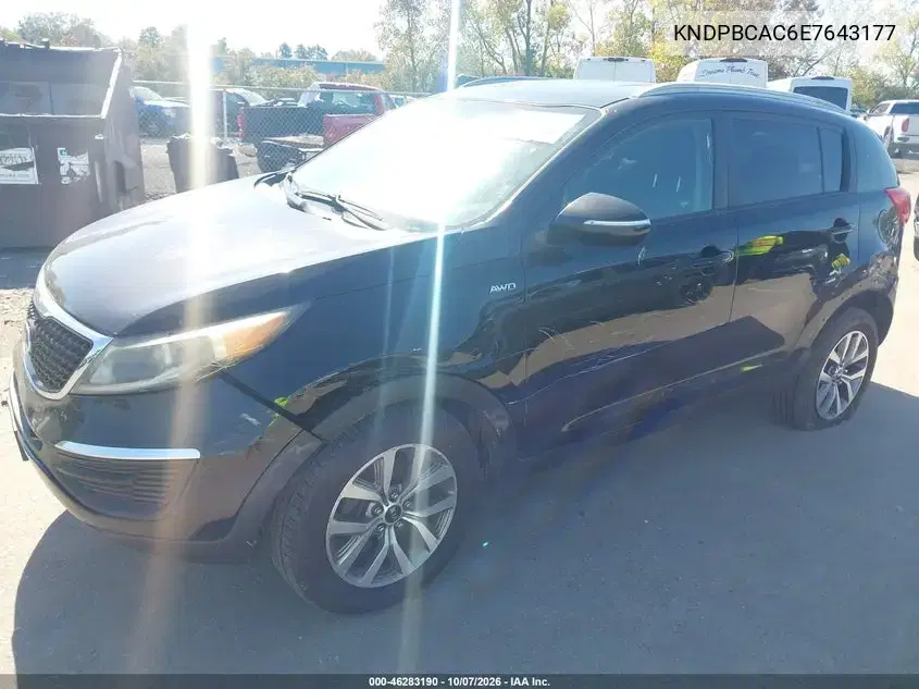 2014 Kia Sportage Lx VIN KNDPBCAC6E7643177 фото 3
