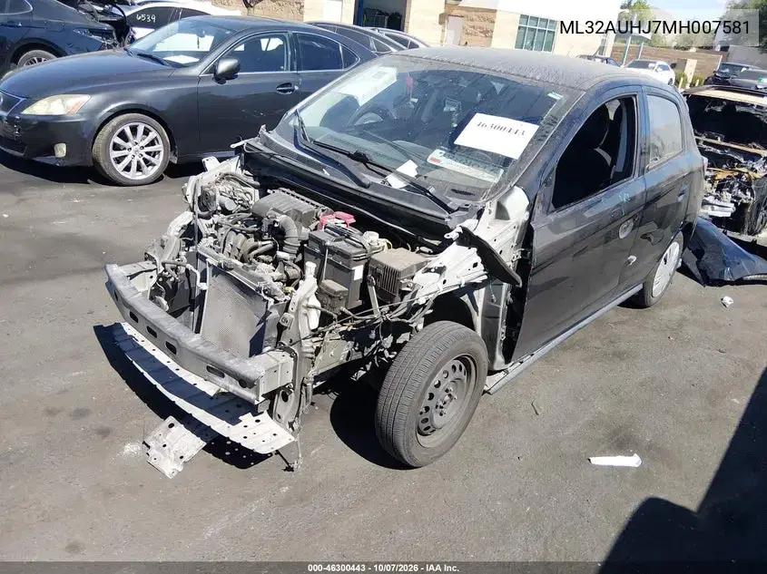 2021 Mitsubishi Mirage Carbonite Edition/Es/Le VIN ML32AUHJ7MH007581 фото 3
