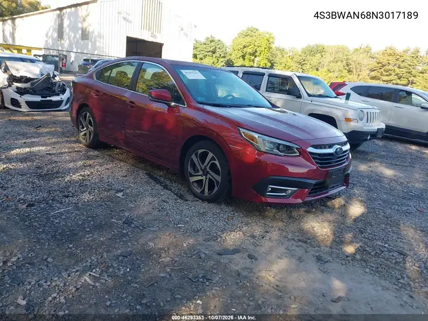 4S3BWAN68N3017189 — 2022 Subaru Legacy, не указано, фото до ремонта