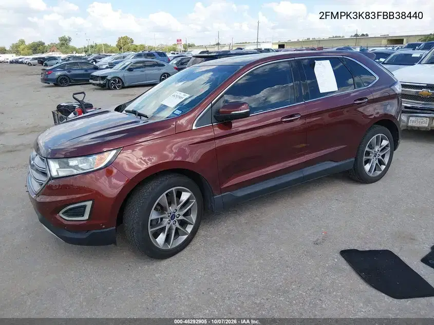 2015 Ford Edge Titanium VIN 2FMPK3K83FBB38440 фото 3