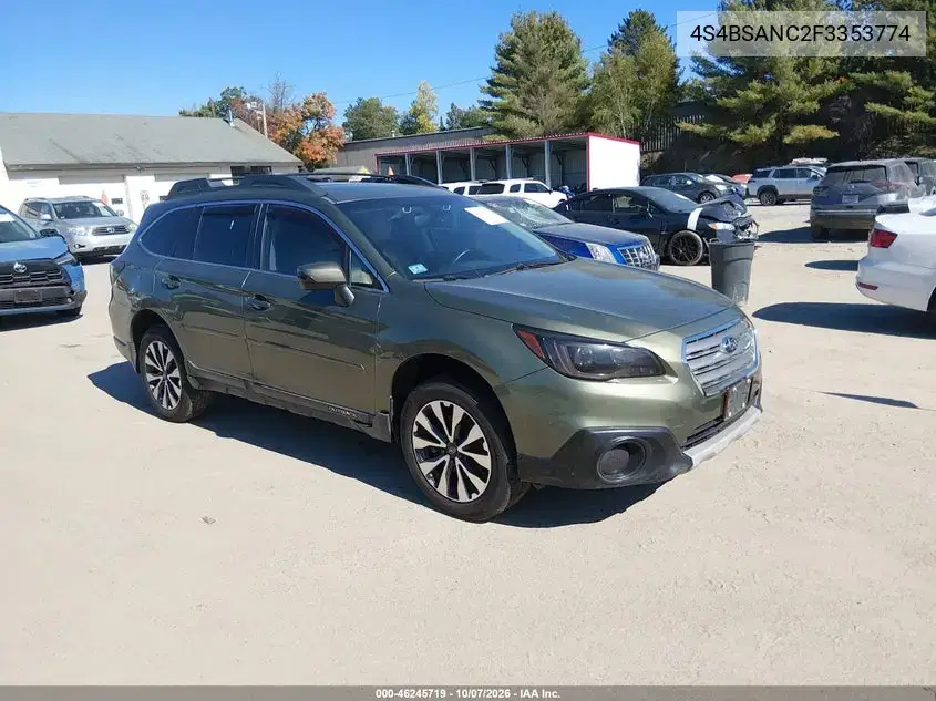 4S4BSANC2F3353774 — 2015 Subaru Outback, естественный износ, фото до ремонта