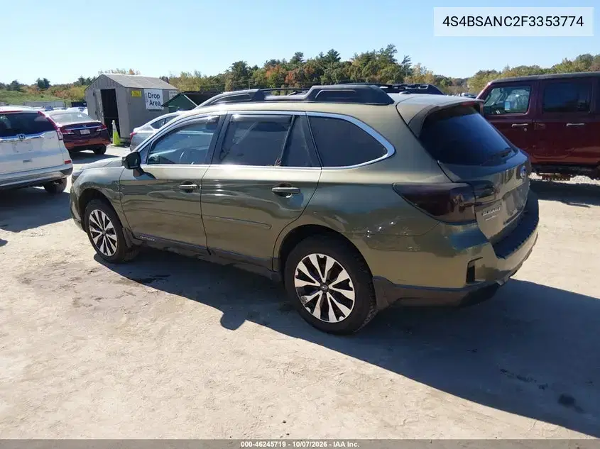 2015 Subaru Outback 2.5I Limited VIN 4S4BSANC2F3353774 фото 4