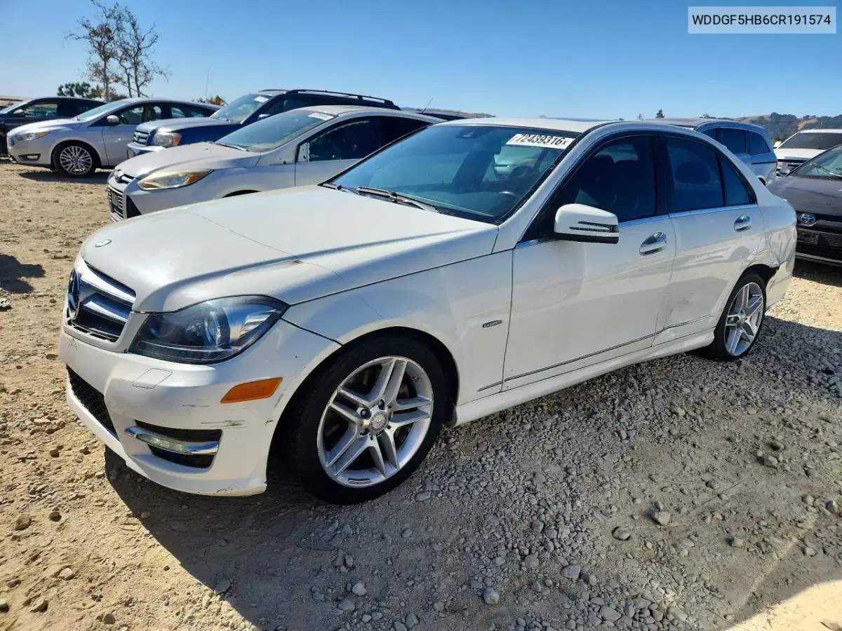 WDDGF5HB6CR191574 — 2012 Mercedes C-klasse, задняя часть, фото до ремонта