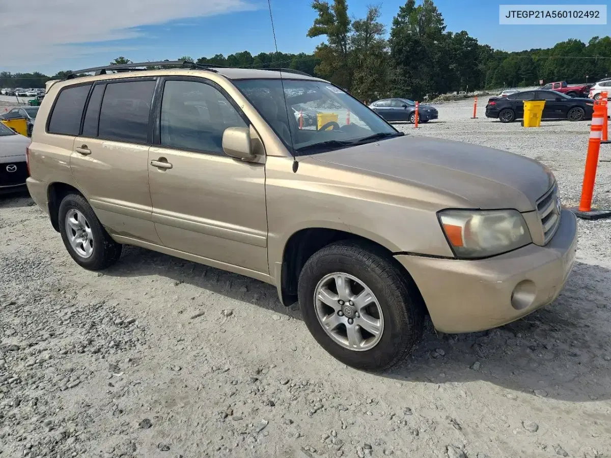 2006 Toyota Highlander Base VIN JTEGP21A560102492 фото 4