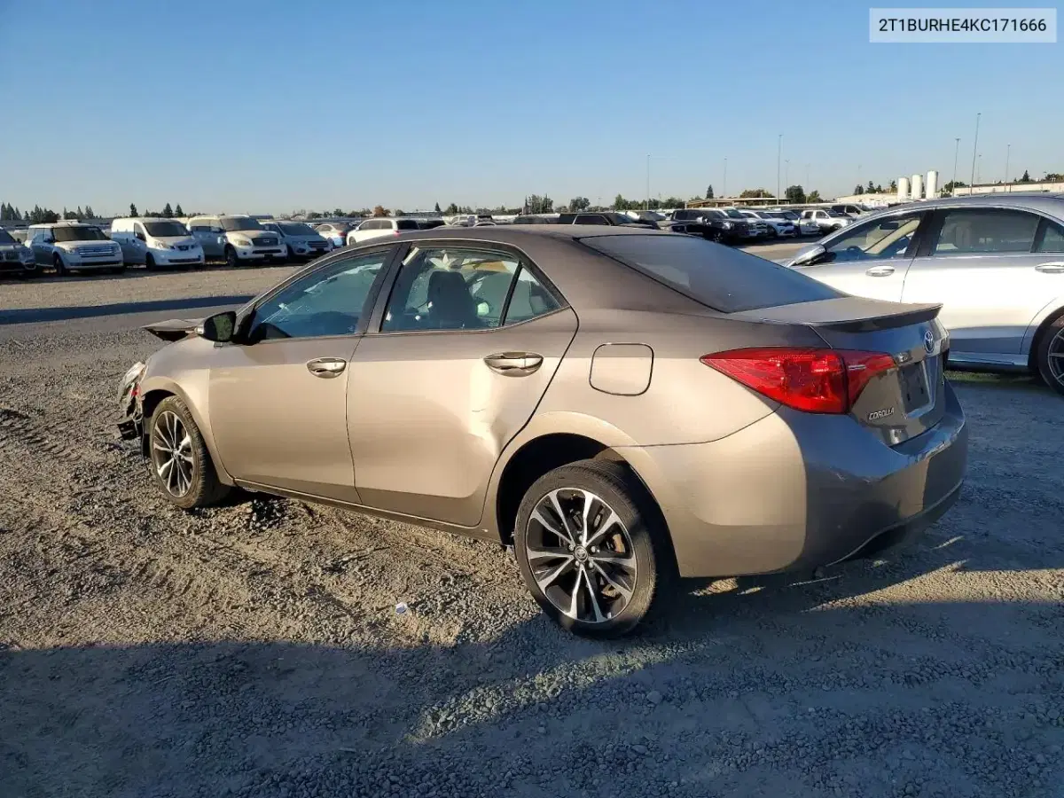 2019 Toyota Corolla Se VIN 2T1BURHE4KC171666 фото 2